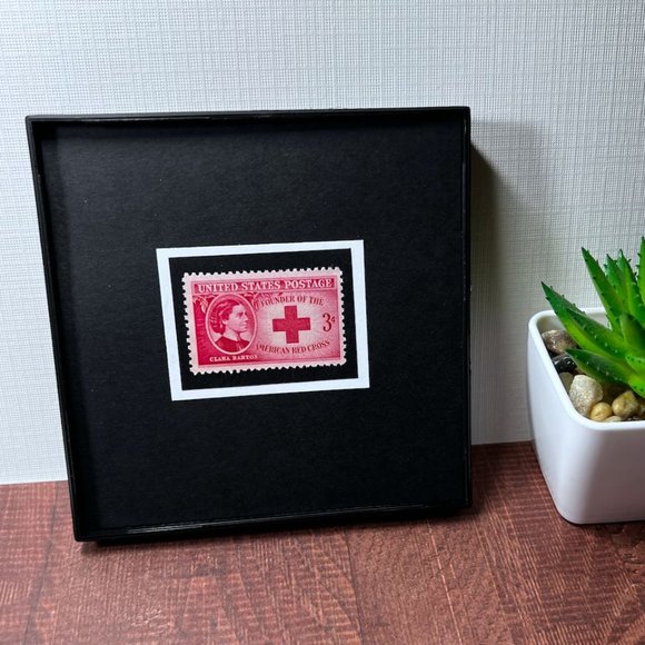 Red Cross Framed Postage Stamp Art 4x4 USA #967 - Picture 3 of 4